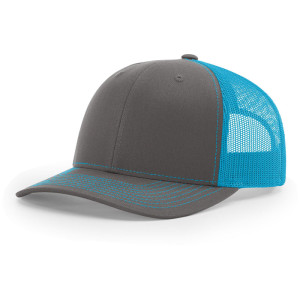 Richardson® Trucker Cap, Mesh Back, Pinlock Adjustment,  Charcoal/Neon Blue