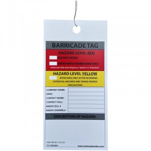 3 X 6 BARRICADE TAG W/ WIRE