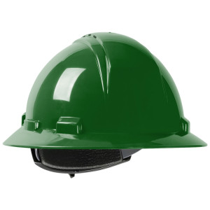 641 Vented Hard Hat, Full Brim, 4-Point Wheel Ratchet Suspension, Dark Green