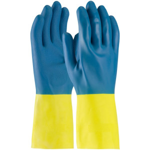 12" 28 Mil. Neoprene Over Latex Chemical Glove, Honeycomb Grip, Flock Lined, Small