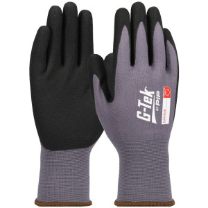 15 Gauge Gray Nylon Glove, Black Nitrile MicroSurface Grip, Medium