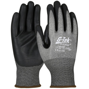 #854 18 Gauge Gray Poly Blend Glove, Black Nitrile Foam Grip, TouchScreen Compatible, X-Large