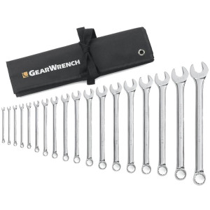 GEARWRENCH 18 Piece 12 Point Long Pattern Combination SAE Wrench Set