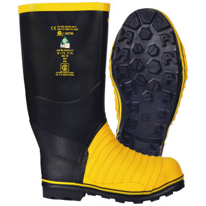 16" Steel Toe & Plate Rubber Boot W/Metatarsal Protection, Electrical Shock Resistant, Size 8