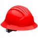 JSP® Non-Vented Full Brim Wheel Ratchet Hard Hat, Red