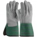 Split Cowhide Palm Full Leather Back Gloves, Rubberized Gauntlet Cuff, X-Large