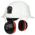 Ear Muff, Full Brim Hat Mount, For Universal Hard Hat Slots, Hi-Vis Red - NRR 27