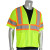 Class 3 Safety Vest, Hi-Vis Yellow, Mesh, Two-Tone Striping, Zipper Closure, 2 Internal Pockets, X-Large