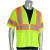 Class 3 Safety Vest, Hi-Vis Yellow, Mesh, Two-Tone Striping, Zipper Closure, 2 Internal Pockets, 3-XL