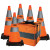 5 Pack of Heavy Duty Collapsible Safety Cone 28" High with LED Light and 8 LB Weighted Base
