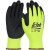 Yellow Hi-Vis Poly/Cotton Latex Crinkle Dipped Gloves, Small
