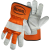 Inner-Double Palm Leather Work Glove, Orange Back, Kevlar® Stitching, 3-XL