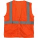 Class 2 Safety Vest, Hi-Vis Orange Mesh, Zipper Closure, 2 Pockets, Medium
