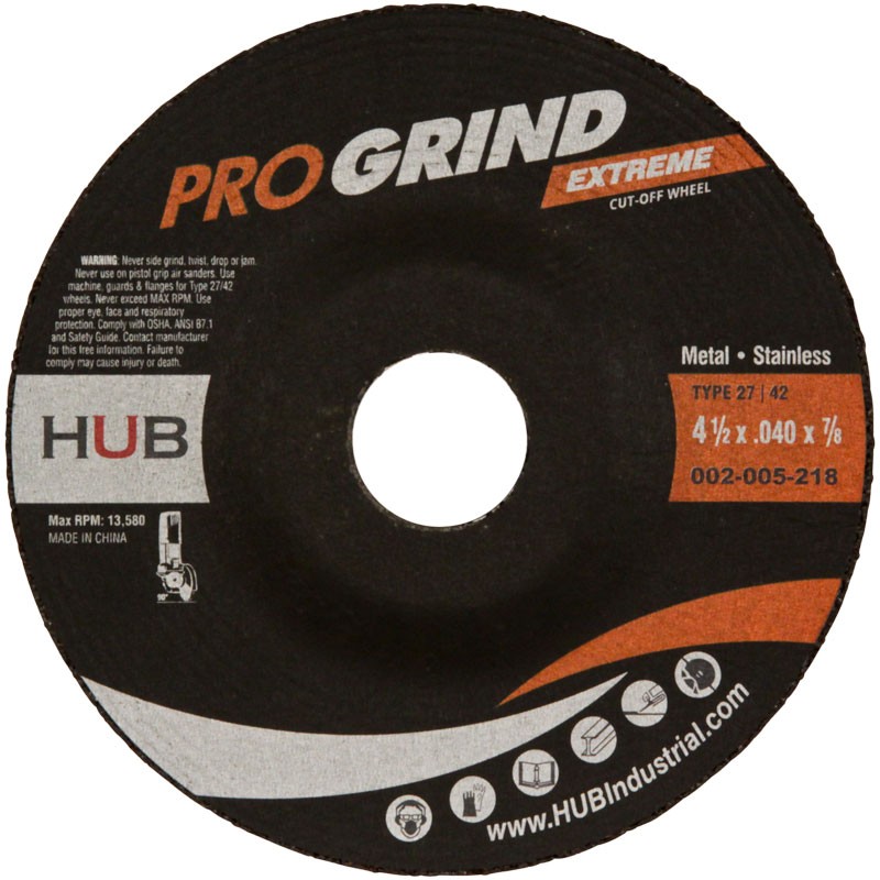 4 1/2 X .040 X 7/8 HUB PROGRIND TYPE 27CUT-OFF WHEEL