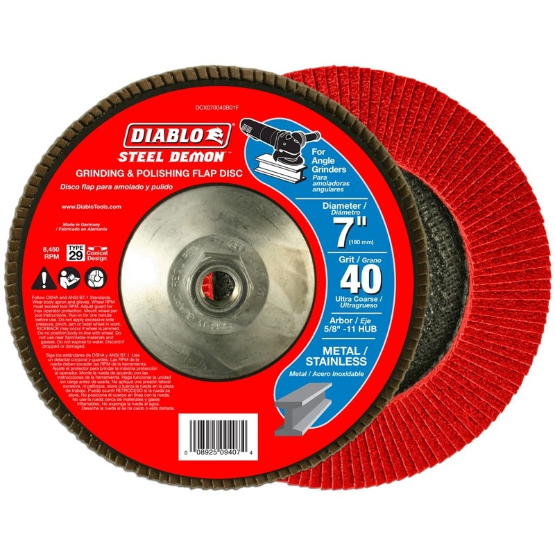 7" X 5/8-11 TYPE 29 40-Grit Steel Demon™ Flap Disc for Metal