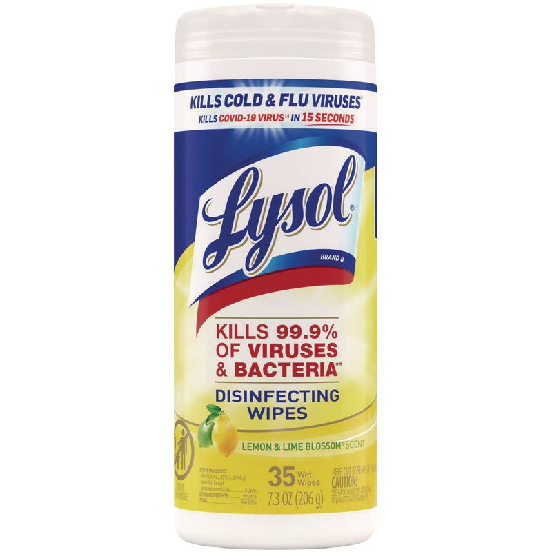 Lysol® Disinfecting Wipes, Lemon Scent, 35 Wipe/Canister