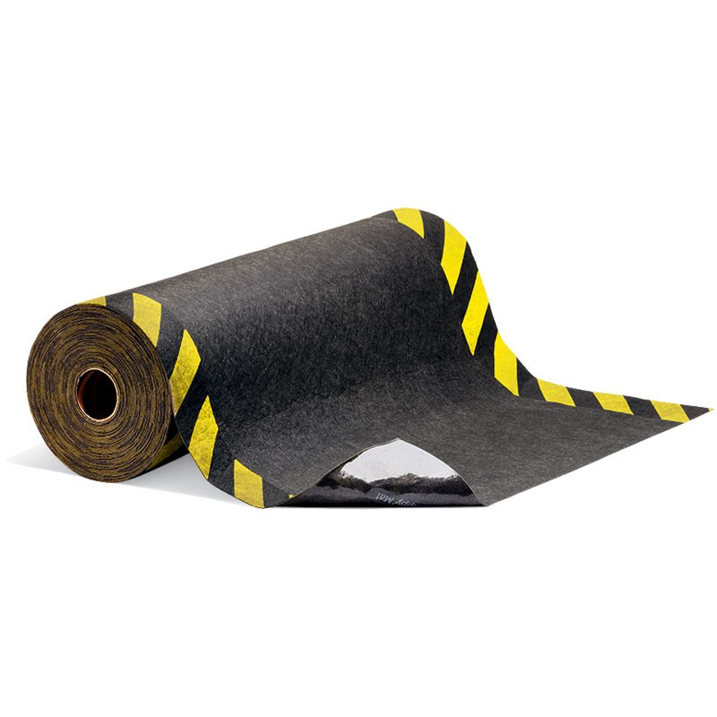 Absorbent Floor Mat for High Traffic Areas, Adhesive Back, Hi-Vis Striping, 36" x 150'