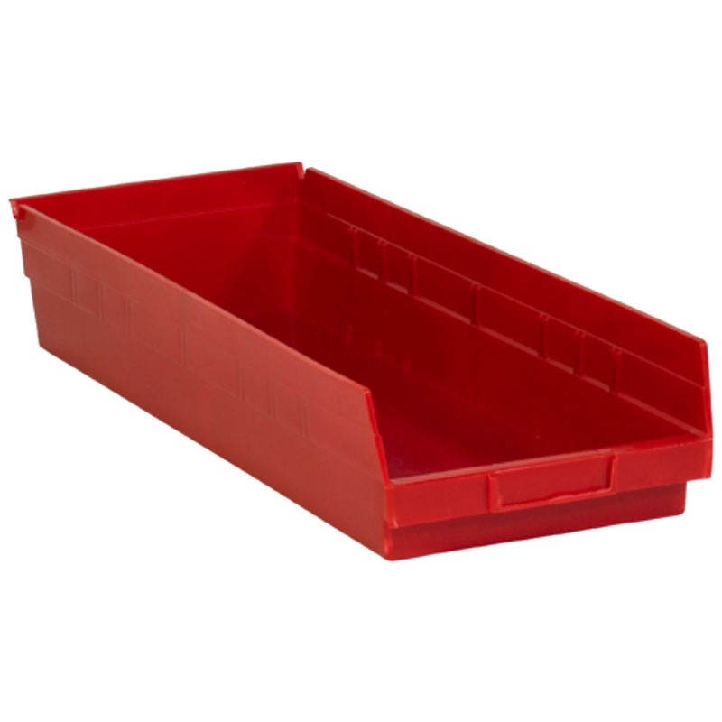 23 5/8 x 8 3/8 x 4" Red Plastic Shelf Bin