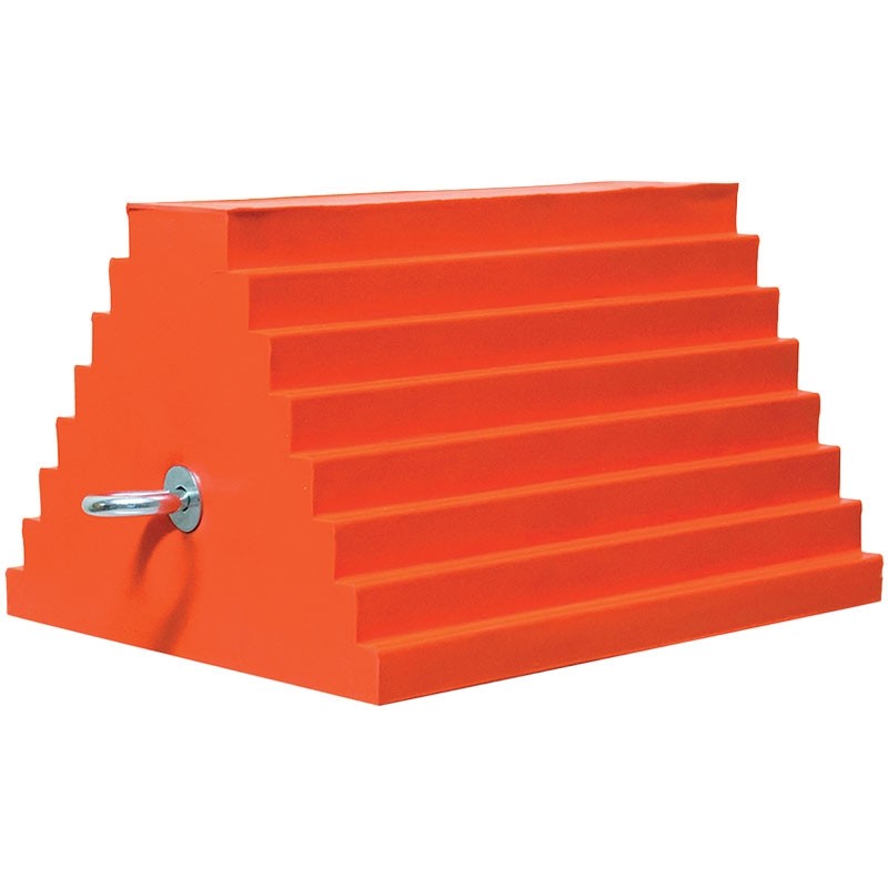 10" x 8" x 6" Polyurethane Wheel Chock, Orange