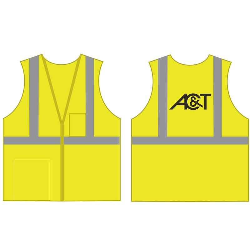XL CLS 2 ECON SAFETY VEST LY ECON ECONOMY W/ZIPPER CLOSURE W/ AC&T LOGO 1C 1L