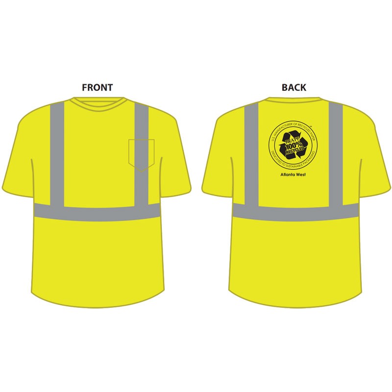 3X CLS 2 CREW NECK T-SHIRT HI-VIS YEL  SHIRT  W/ PRATT LOGO 1C-1L