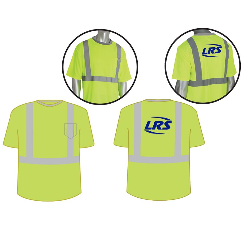 LG CLS 2 CREW NECK T-SHIRT HI-VIS YEL W/ LAKE SHORE RECYCLING SERVICES LOGO 2C-1L