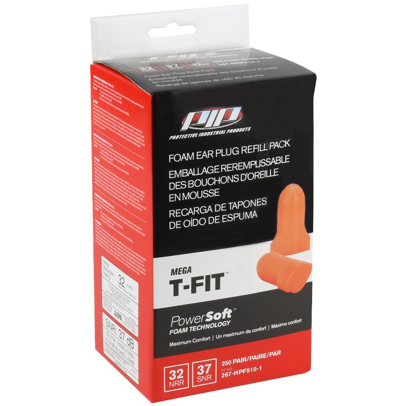 T-Fit™ T-Shape Earplugs, 32 dB NRR, Orange PU Foam, Bulk Refill Pack, Uncorded