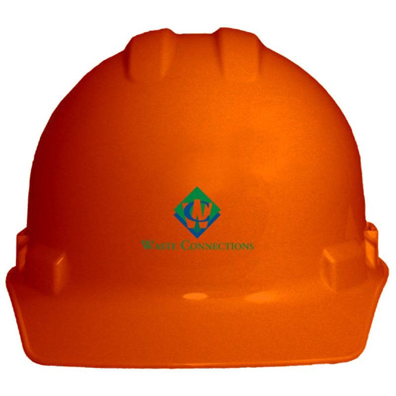 HI VIS ORANGE 6-PT SUSPENSION HARD HAT  W/ WASTE CONNECTIONS LOGO (2C - 1L)