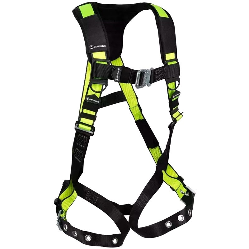 SafeWaze PRO Harness, Tongue-Buckle Leg Straps, Q/C Chest, Back D-Ring, 3-XL