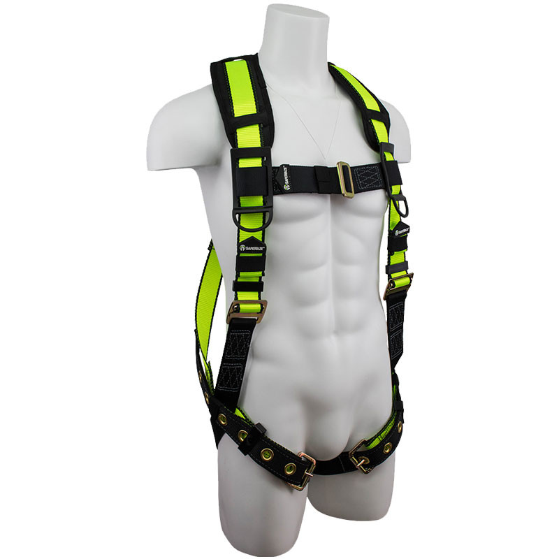 SafeWaze PRO Harness, Tongue-Buckle Leg Straps, M/B Chest, Back D-Ring & SRL Link, 2-XL