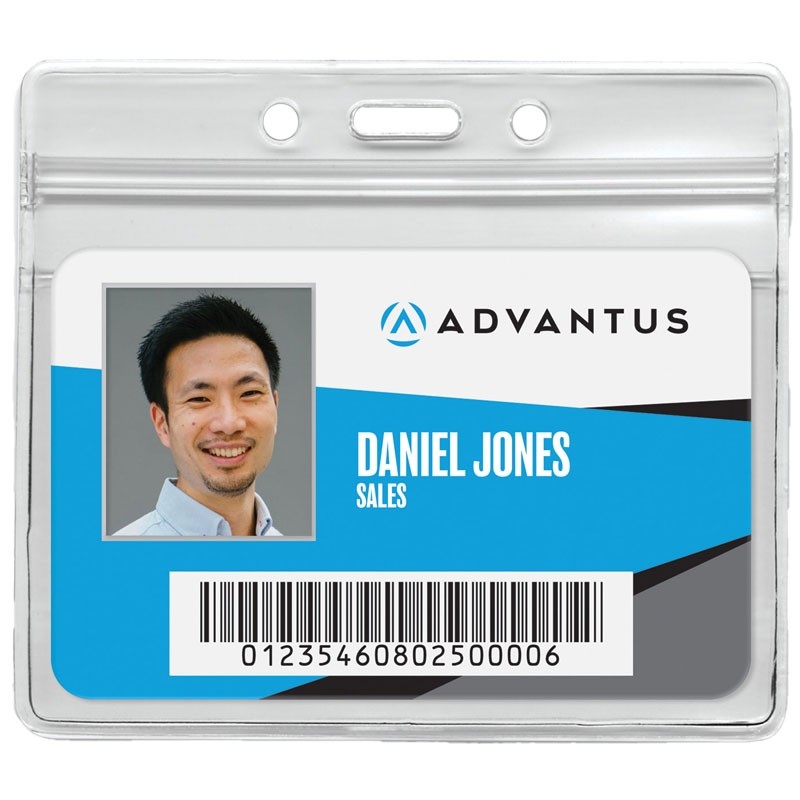 Resealable ID Badge Holders, Horizontal, Frosted