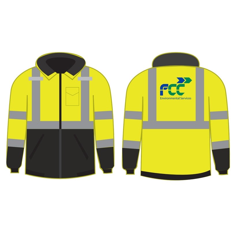 4XL ANSI CLASS 3 TWO TONE WATERPF PARKA HI-VIS YELLOW W/ FCC ENVIRNOMENTAL LOGO 2C 1L