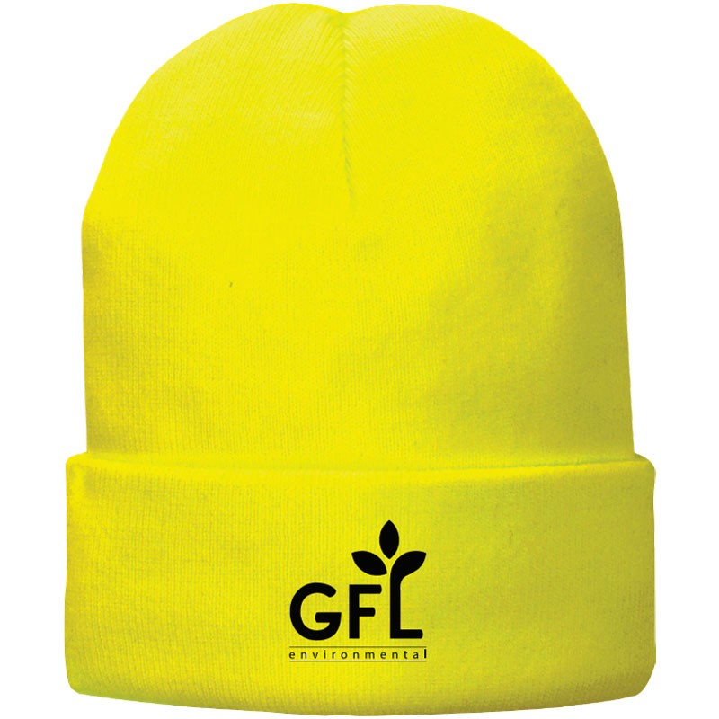 NEON YELLOW FLEECE LINED KNIT CAPW/ GFL LOGO 1C-1L