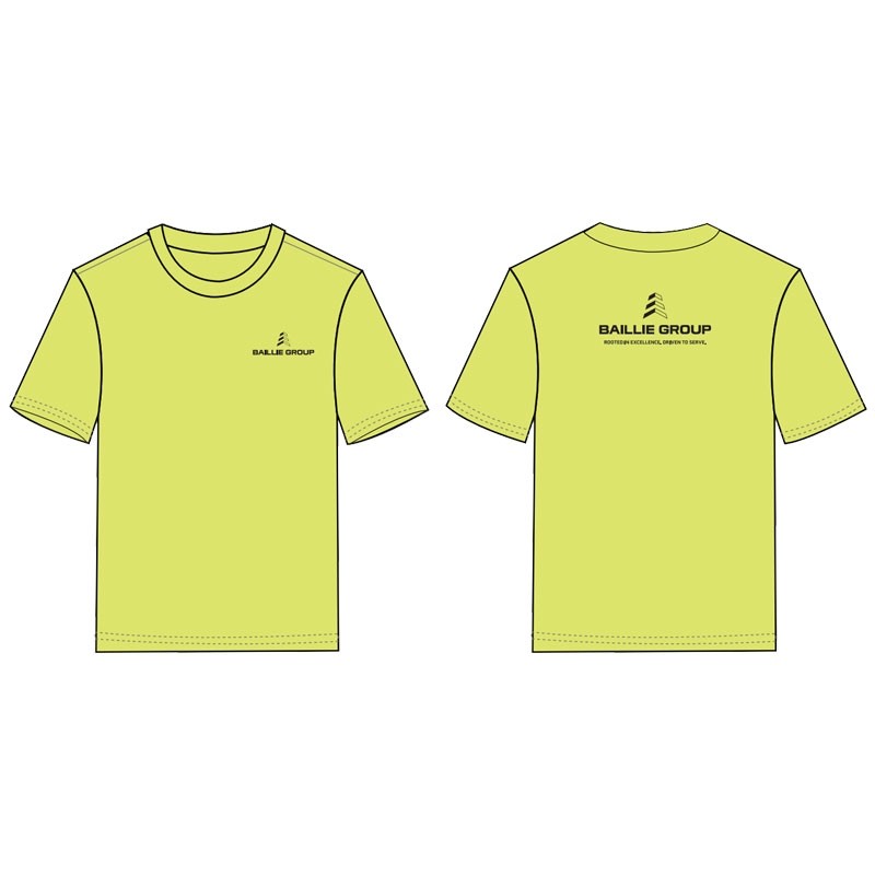 S SAFETY GREEN DRI-POWER S/S T-SHIRTW/OUT POCKET W/BAILLIE LUMBER LOGO 1C 2L