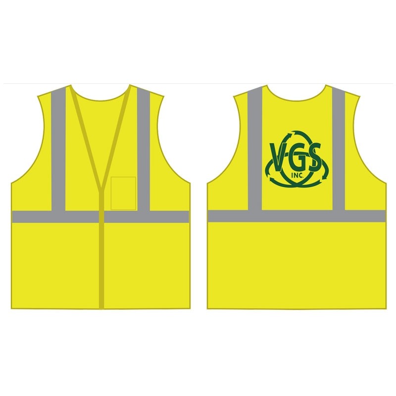 2XL CLS-2 HI-VIS YELLOW MESH BKWY VEST  5 POINT BREAKAWAY W/ VALLEY VISTA SERVICES VGS LOGO 1C 1L