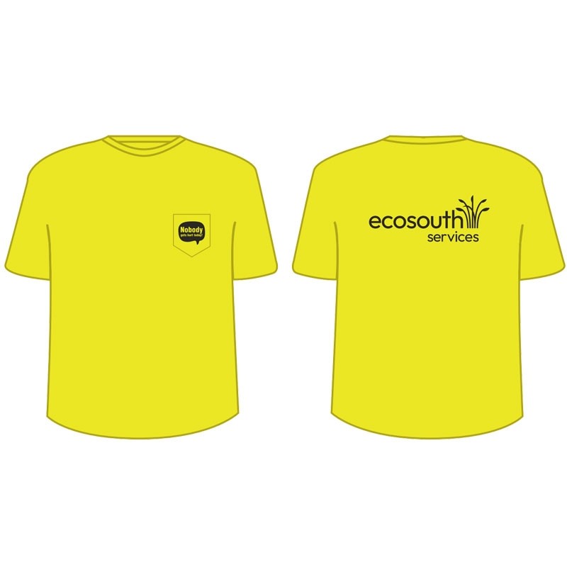 3XL NON-ANSI T-SHIRT HI-VIS YELW/ 1 POCKET W/ ECO SOUTH SERVICES LOGO 1C 1C 2L