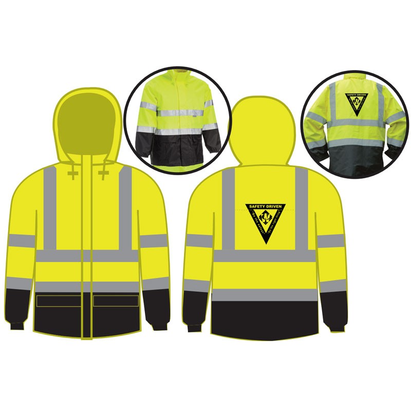 4-XL  CLASS 3 HI-VIS YELLOW RAINSUIT  W/ WASTE CONNECTIONS LOGO (1C - 1L)