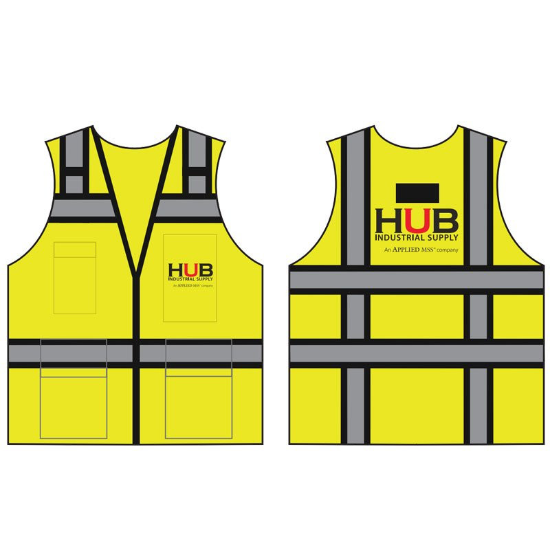 XL TYPE R CLS 2 BLACK TWO-TONE VESTW/ HUB INDUSTRIAL LOGO 2C 2C 2L