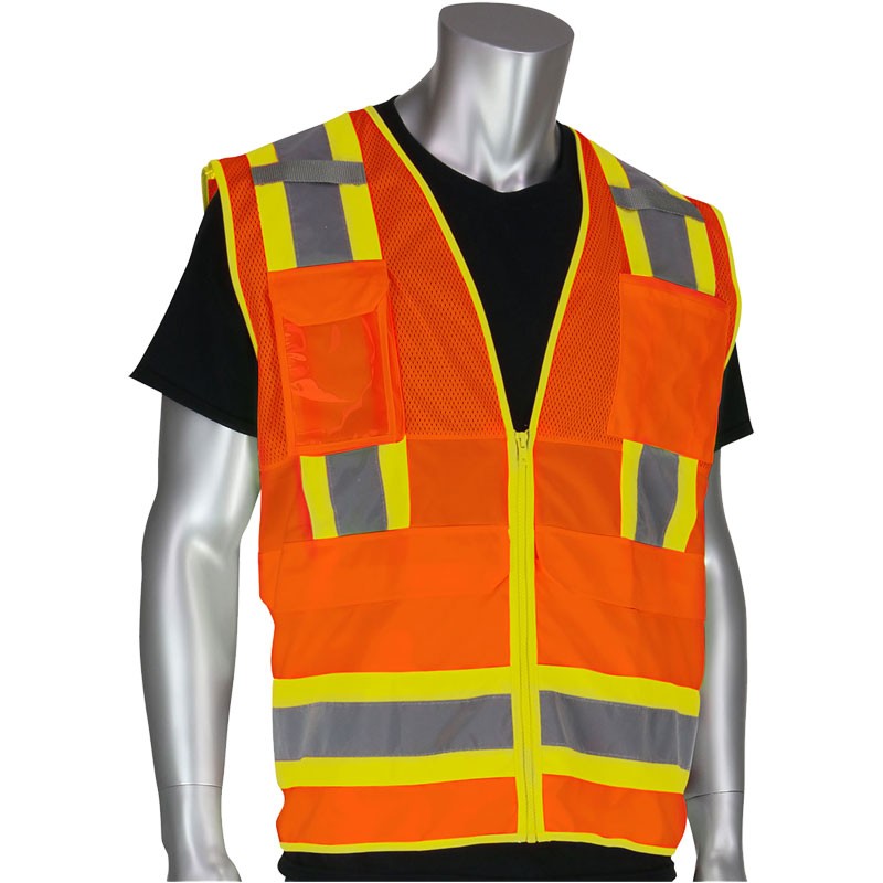 Premium Class 2 Orange Surveyors Vest w/Ipad Pocket, Large