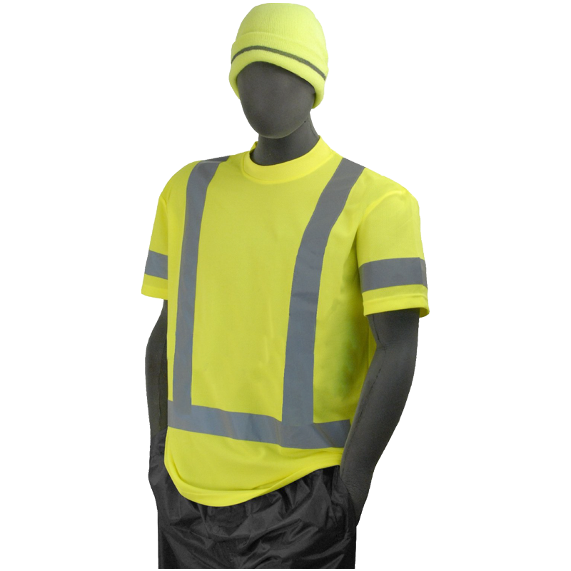 Class 3 Hi-Vis Short Sleeve w/3M Reflective Striping T-Shirt, Small