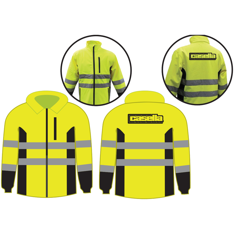 M CLASS 2 HI-VIS YEL WATERPROOF JACKET W/CASELLA LOGO 1C 1L