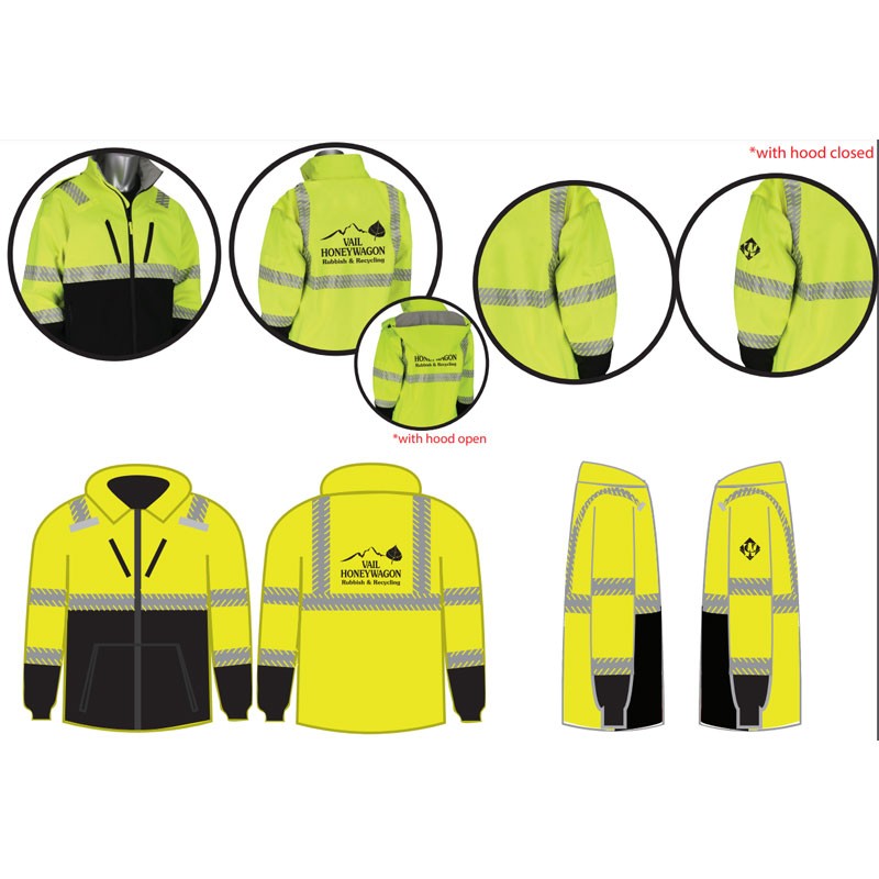 4-XL CLS-3 RIPSTOP BLACK BOTTOM JACKET  W/ WASTE CONNECTIONS (VAIL HONEYWAGON) LOGO 1C-2L