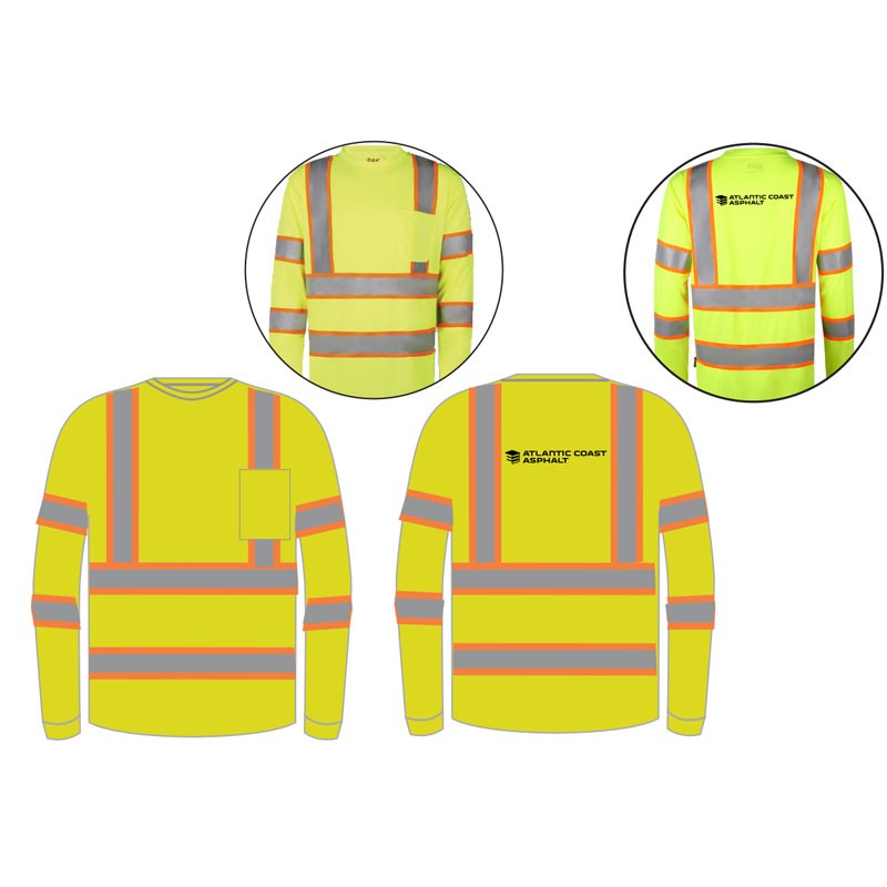 LG  CLASS 3 TWO TONE LONG SLEEVE SHIRT HI-VIS LIME  W/ HUBBARD LOGO  (1C - 1L)