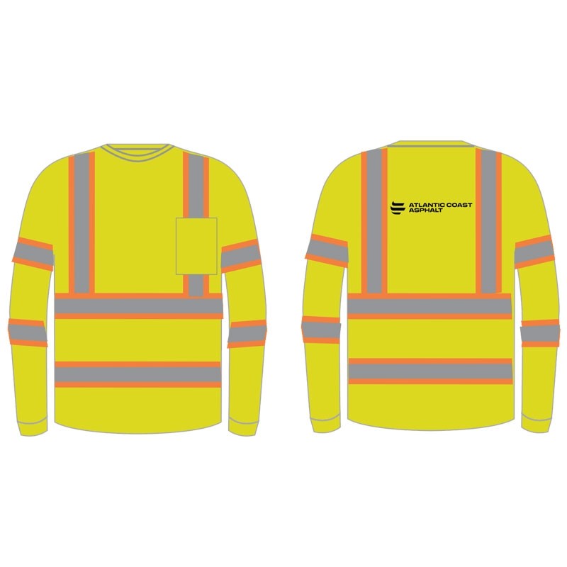 3XL CLASS 3 TWO TONE LONG SLEEVE SHIRT HI-VIS LIME  W/ HUBBARD LOGO  (1C - 1L)