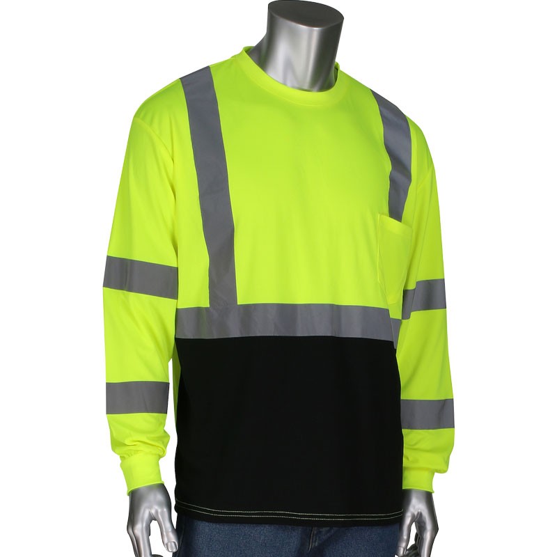 Class 3 Long Sleeve T-Shirt with 50+ UPF Sun Protection and Black Bottom, Large
