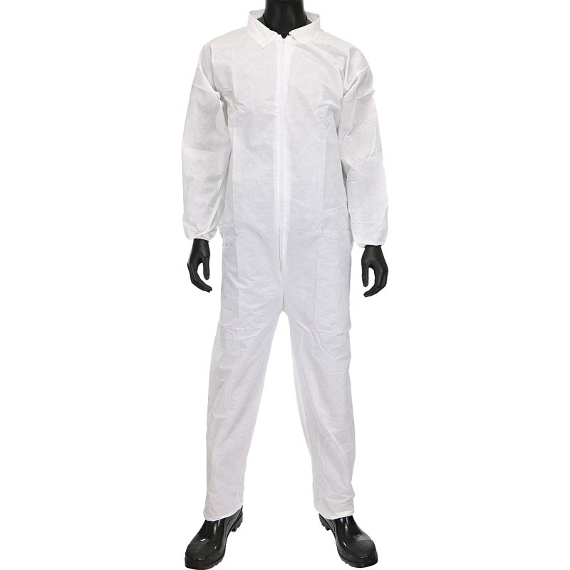 SMS Fabric Coveralls, No Hood or Boots, Elastic Wrists & Ankles, 5-XL
