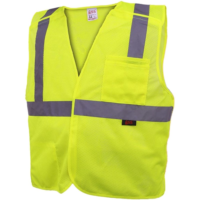 Class 2 5-Point Break-Away Vest, 2 Pockets, Hi-Vis Yellow, X-Large