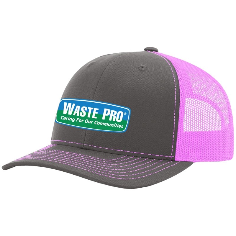 CHARCOAL / NEON PINK TRUCKER CAP W/ WASTE PRO LOGO 1C 1L