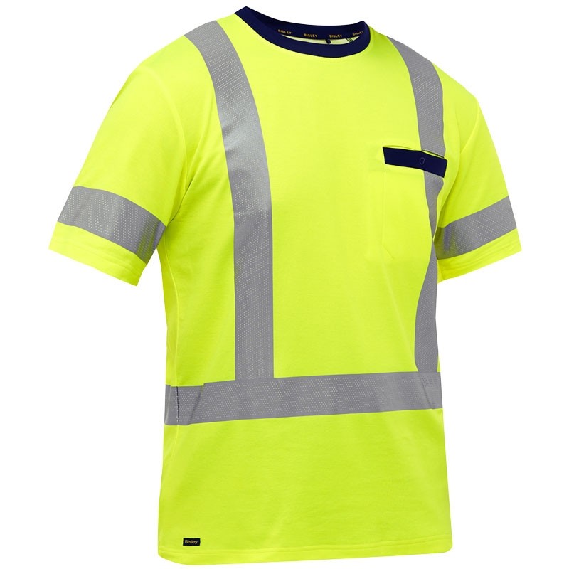Bisley® Class 3 Cotton-Lined Polyester T-Shirt, Hi-Vis Yellow, X-Large