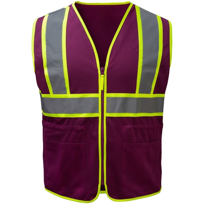 Lady Non-Ansi Plum Safety Vest, Zipper Closure, Large/X-Large